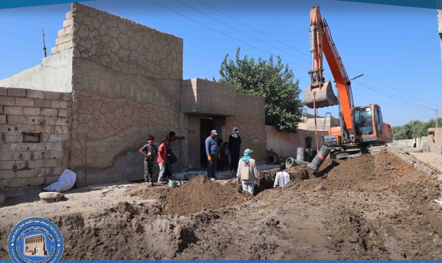 بلدية الشعب في الرقة تستكمل مشروع الصرف الصحي في حي الطيار