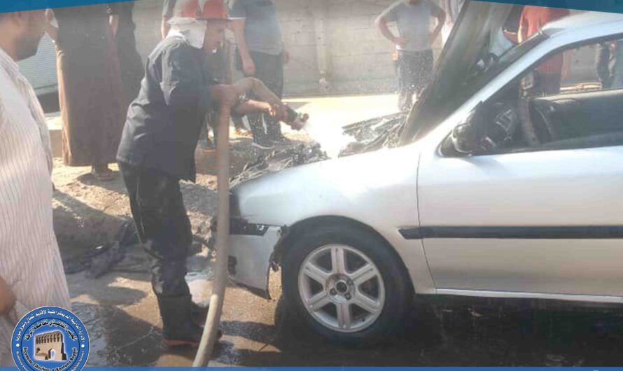 احتراق سيارة بيك آب في شارع الكورنيش دون إصابات