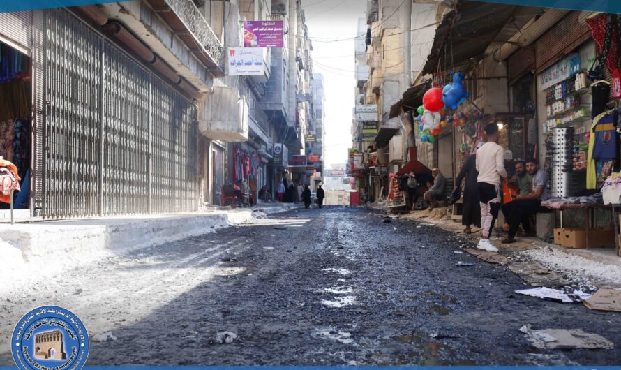 رش مادة الـ MC0 في الشوارع الفرعية لشارع تل أبيض