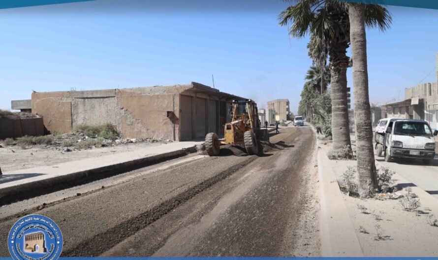 بلدية الشعب في الرقة تواصل أعمال تسهيل طريق المشلب