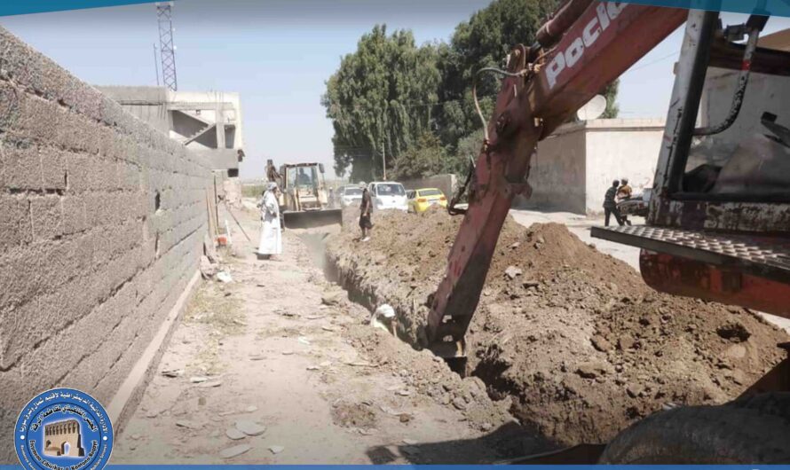 بلدية الكسرات تبدأ مشروع تصريف مطري في كسرة عفنان لمعالجة تجمعات المياه