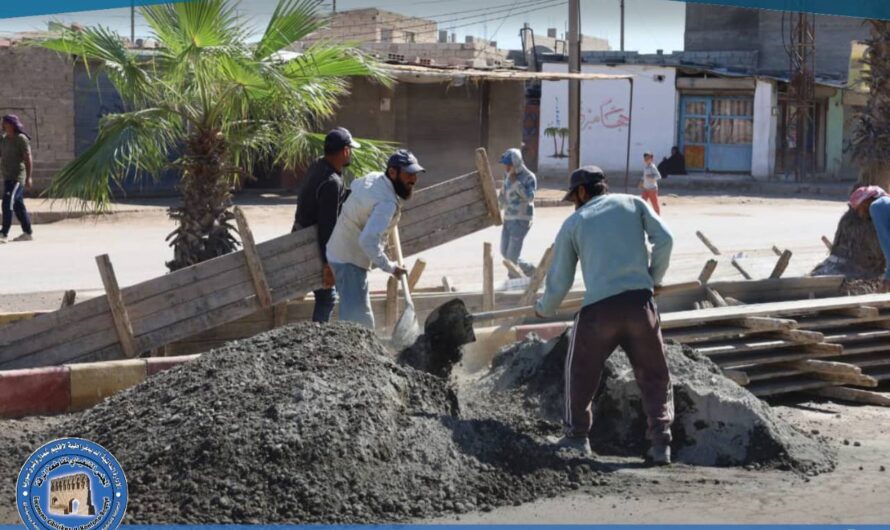 تقدم أعمال مشروع المنصف في شارع الساقية بالرقة
