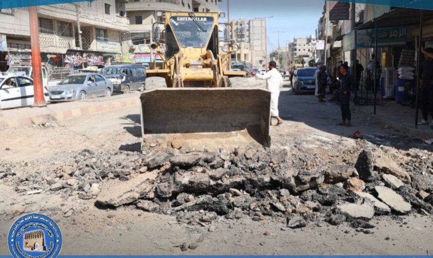 بدء أعمال الإزالة من دوار الدلّة باتجاه شارع الكهرباء ضمن مشاريع التأهيل