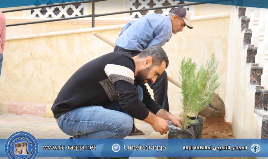 حملة لتشجير ساحة المبنى الجديد لهيئة الشؤون الاجتماعية والكادحين