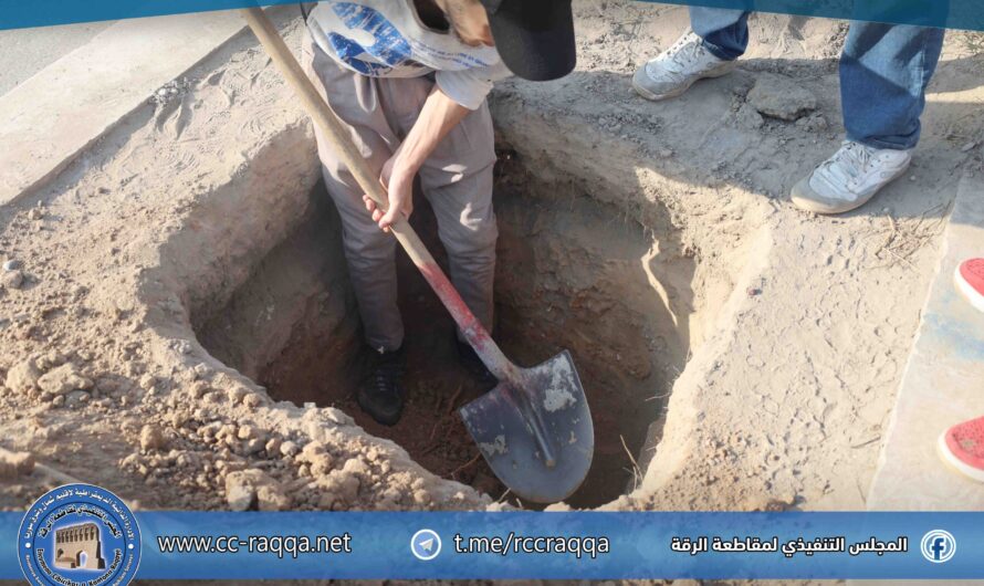 بدء أعمال تجهيز أعمدة الإنارة ضمن طريق حلب