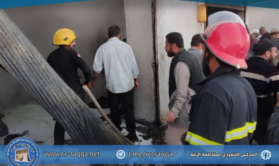 إخماد حريق نشب في محل لبيع المحروقات بالقرب من مفرق الجزرة